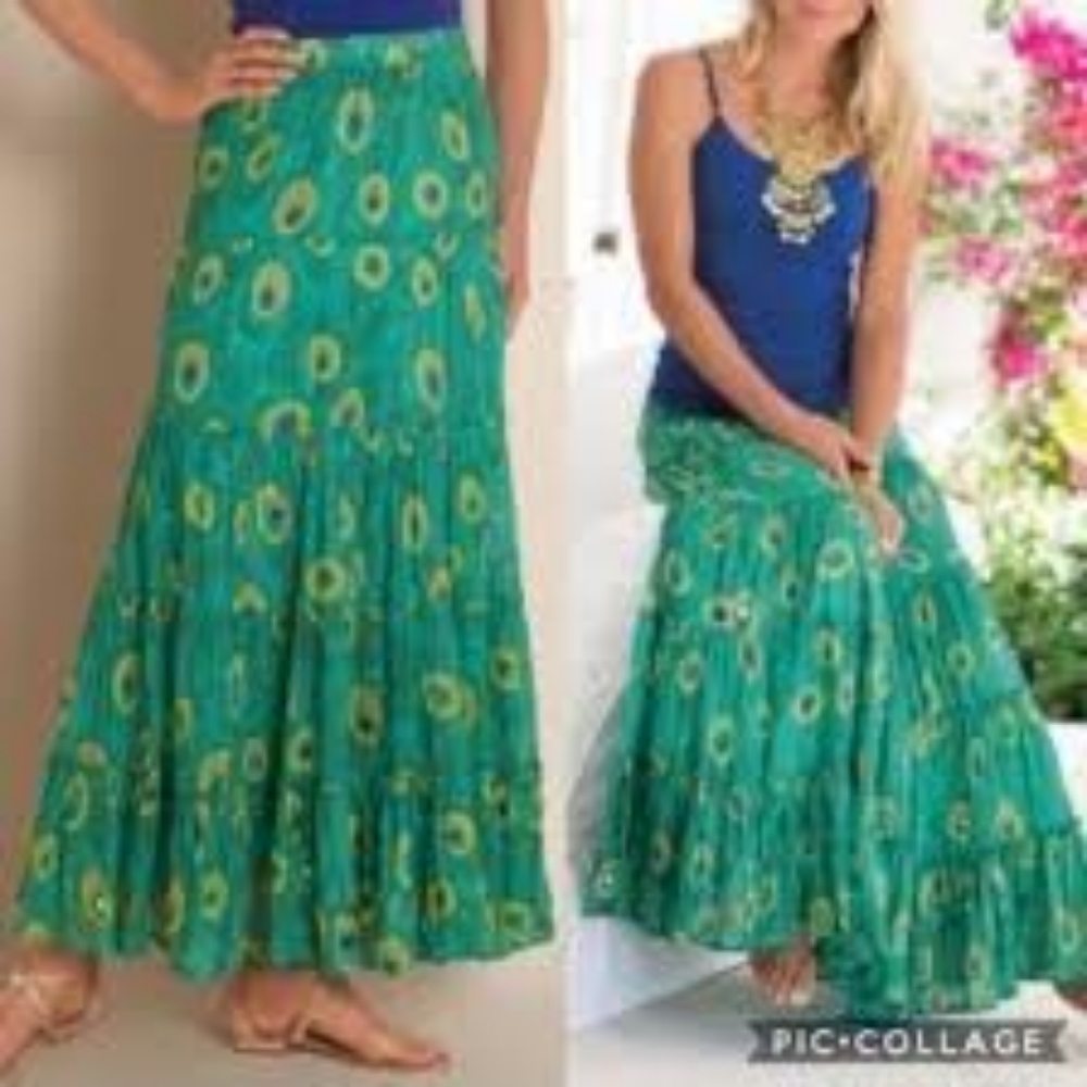 Soft Surroundings  Womens Sz TL Sequined Multicolor Maxi Skirt